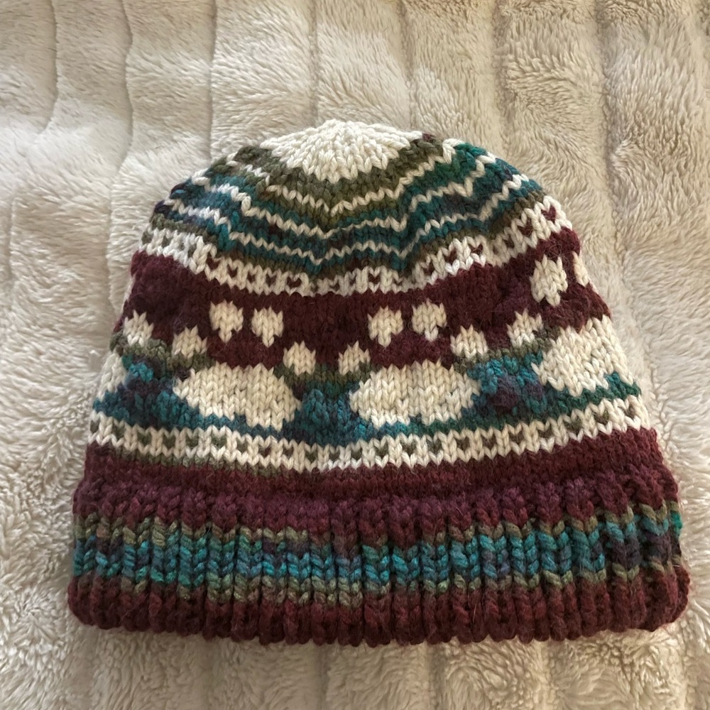 Knit paw print hat